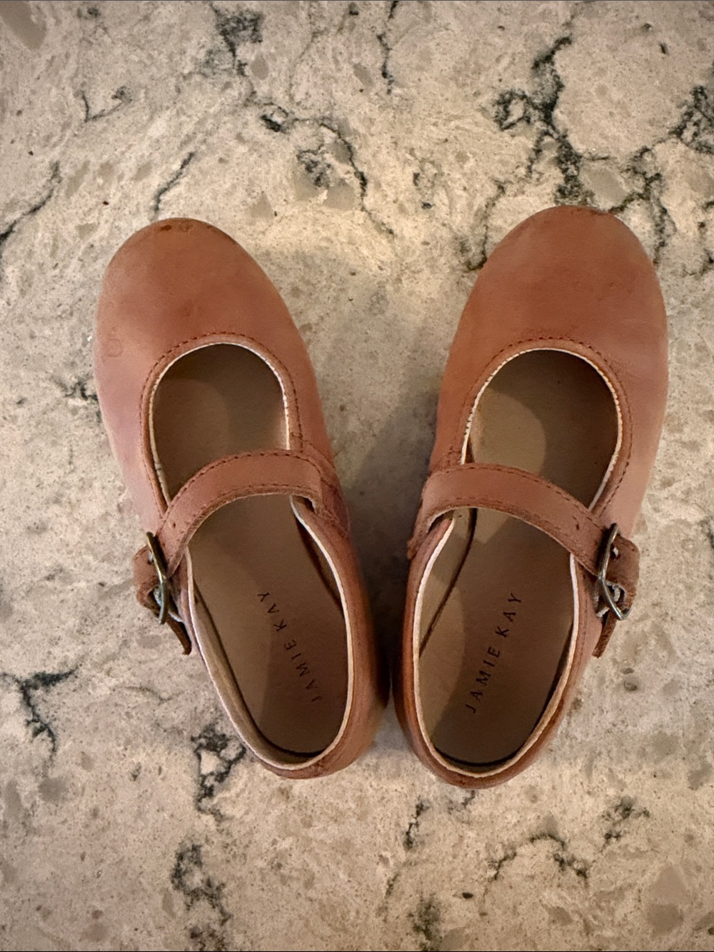 Jamie Kay Brown Leather Toddler Mary Jane Shoes